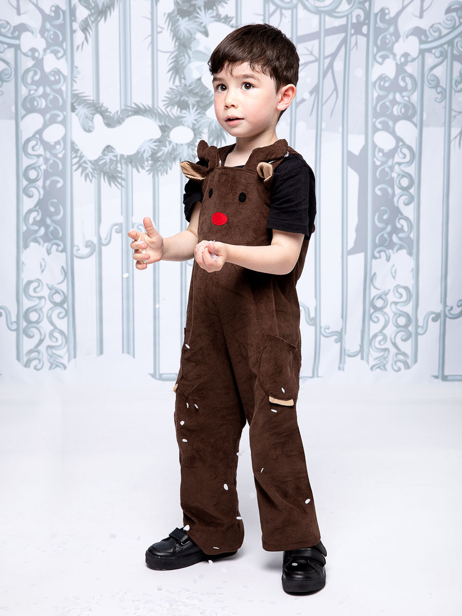 Reindeer Holiday Overalls For Kids