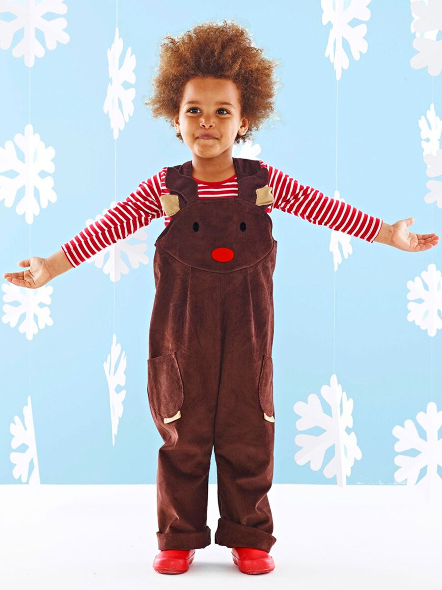 Reindeer Holiday Overalls For Kids