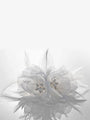 2 Flowers Barrette Clip With Ivory Feathers