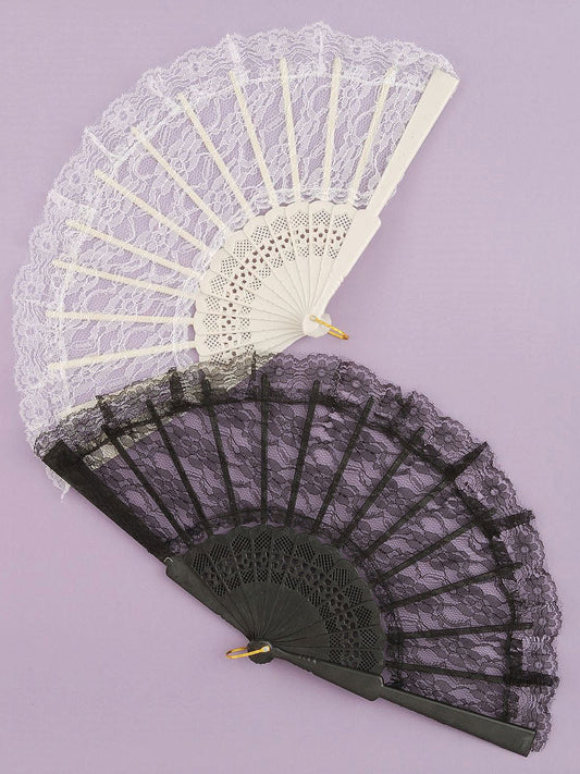 Ivory Lace Fan Costume Accessory
