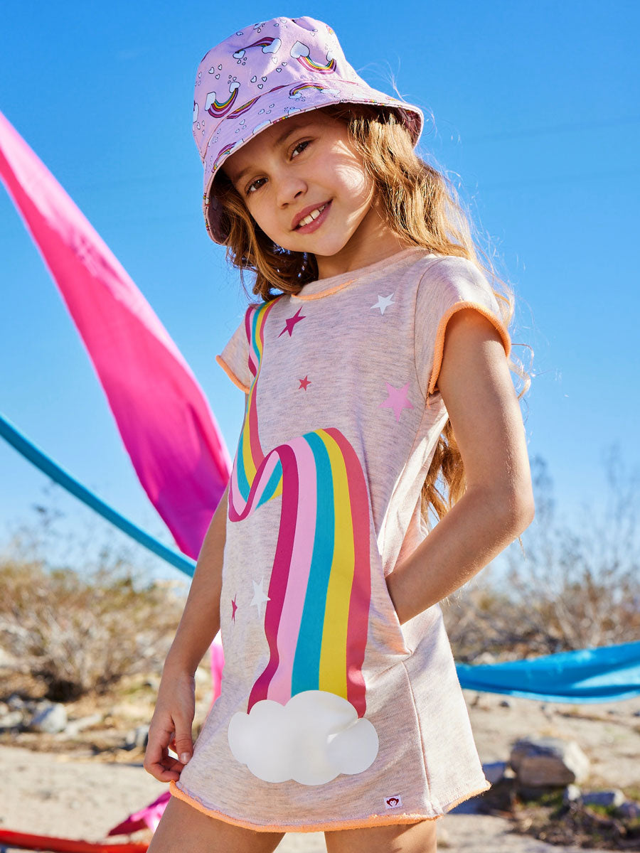 Girls Rainbow Bucket Sun Hat