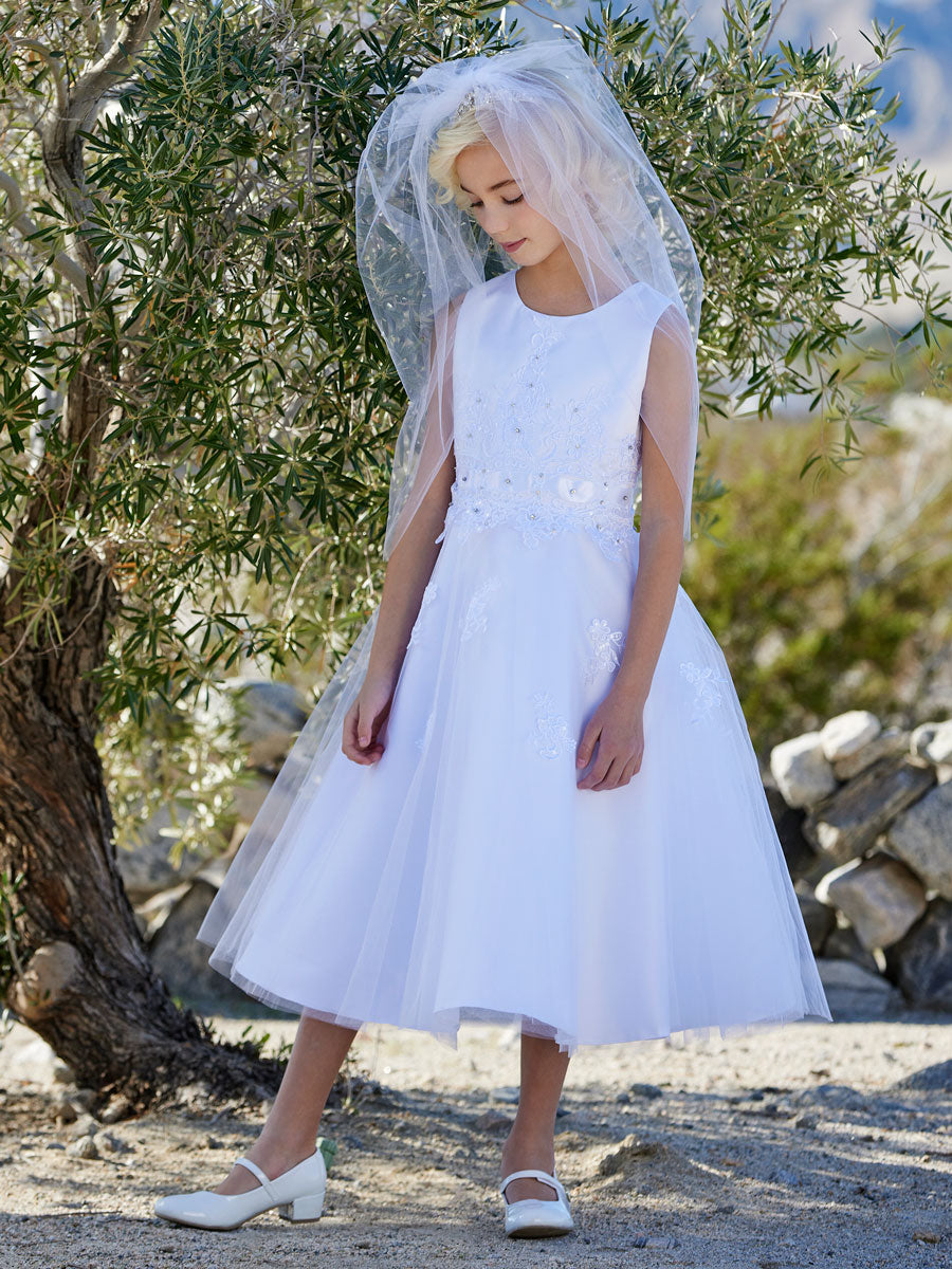 Satin and Tulle First Communion Dress For Girls