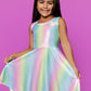 Iridescent Rainbow Stripe Dress For Girls