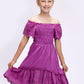 Eyelet Ruffled Smocked Top Dress for Girls