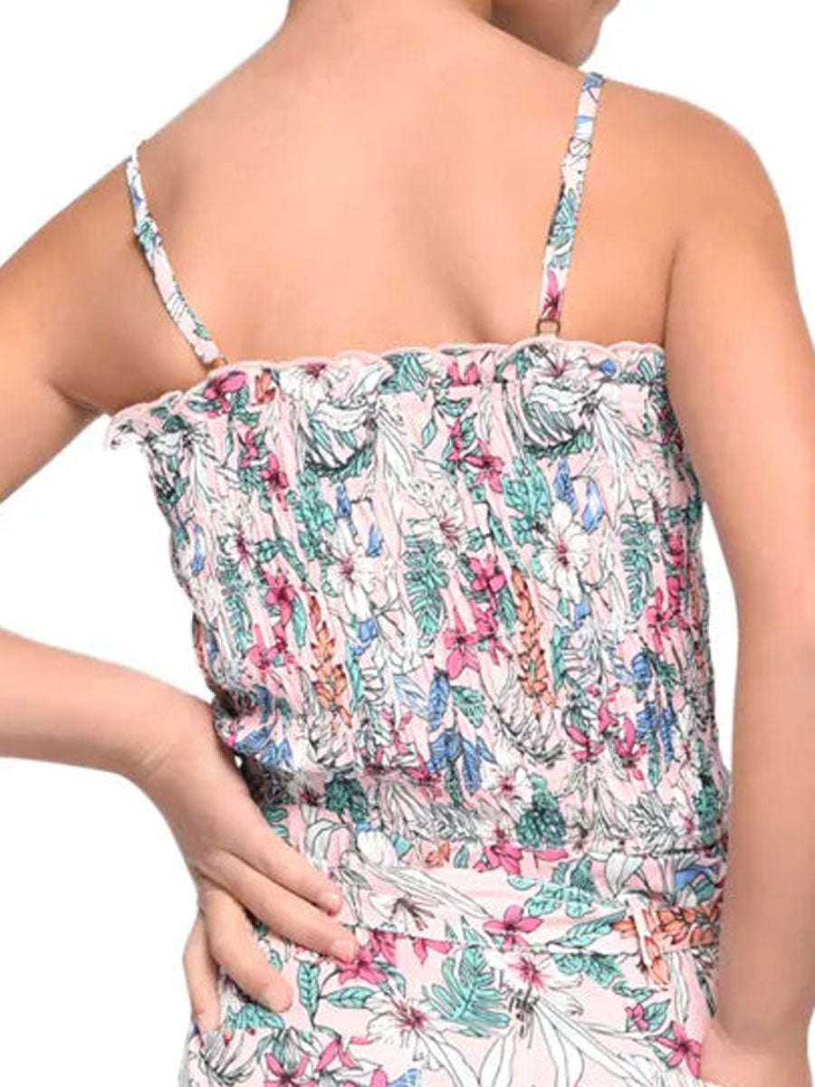 Floral Print Smocked Cami Top for Girls