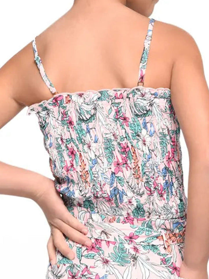 Floral Print Smocked Cami Top for Girls