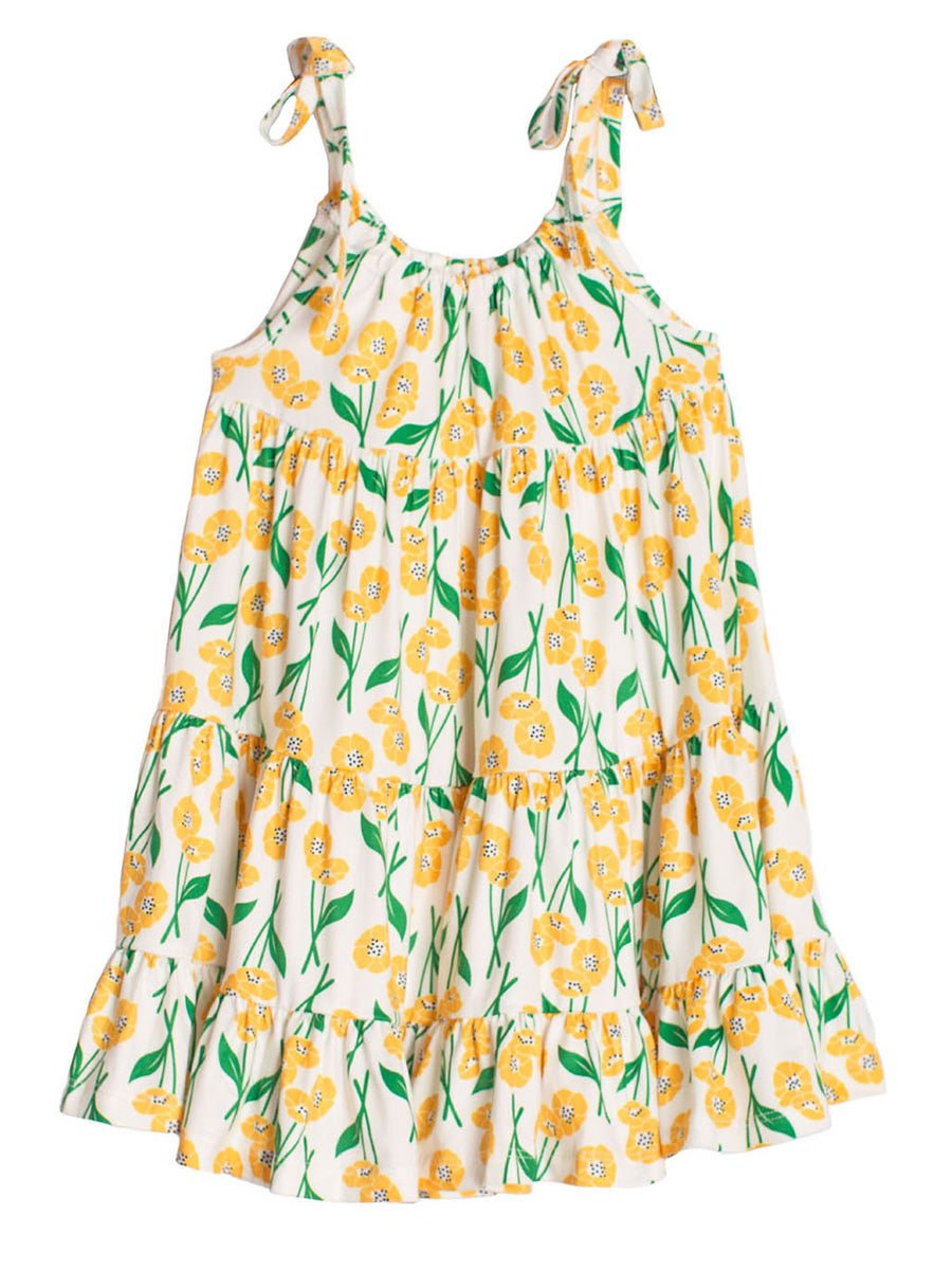 Lemon Yellow Floral Dress for Girls