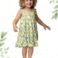 Lemon Yellow Floral Dress for Girls
