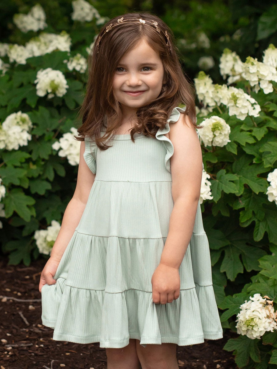 Aqua Ruffle Dress For Girls