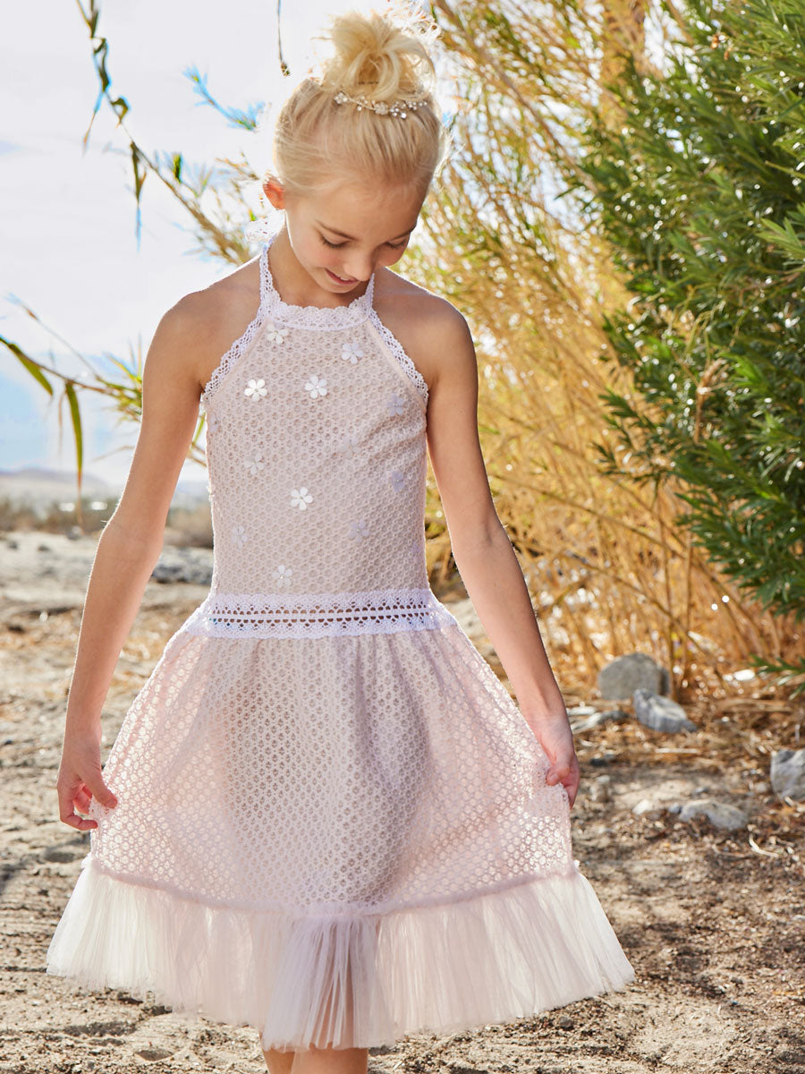 Francesca Pink Lace Dress For Girls