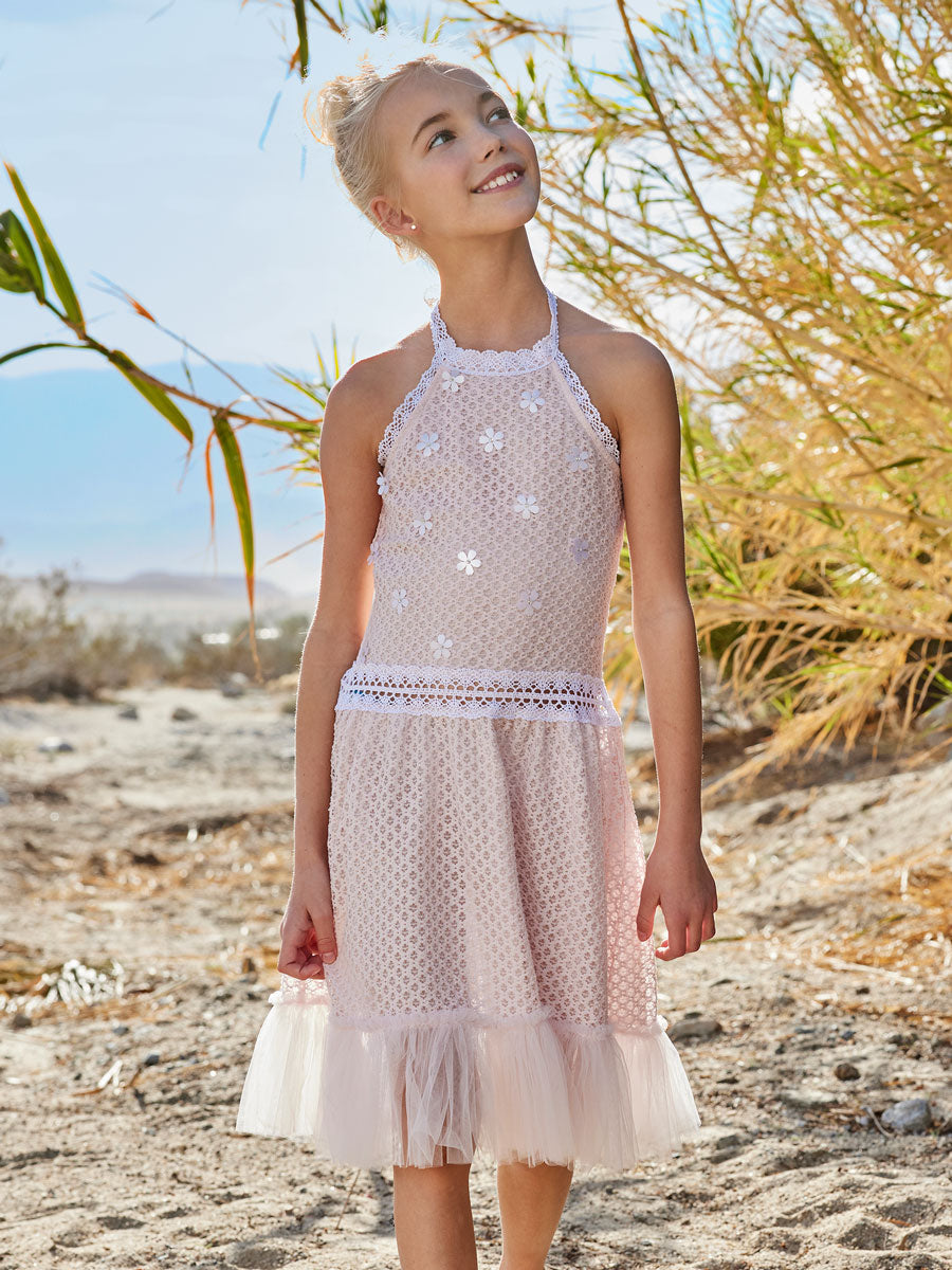 Francesca Pink Lace Dress For Girls