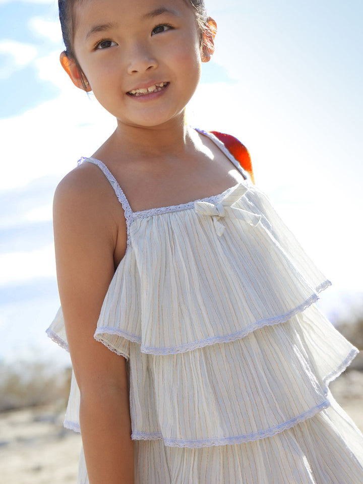 Ivory Tiered Summer Dress For Girls