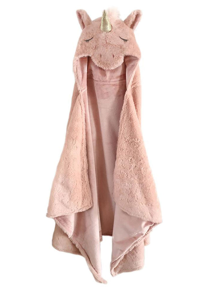 Plush Pink Unicorn Hooded Blanket