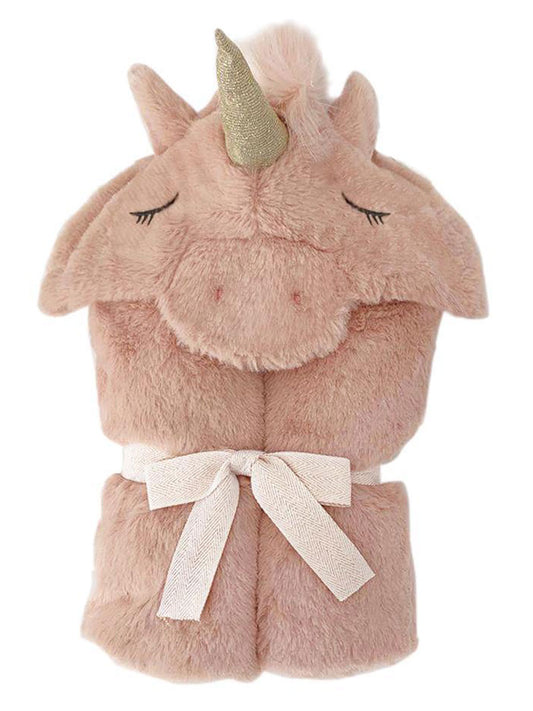 Plush Pink Unicorn Hooded Blanket