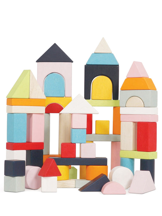 Wooden Building Blocks & Bag - 60 Pieces