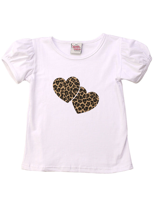 Leopard Heart Puff Sleeve Tee