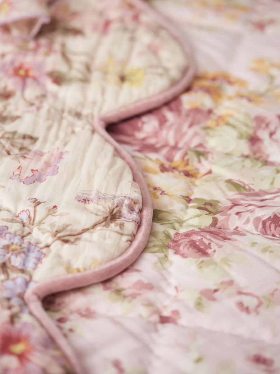 Cottage Rose Quilted Throw Home Decor