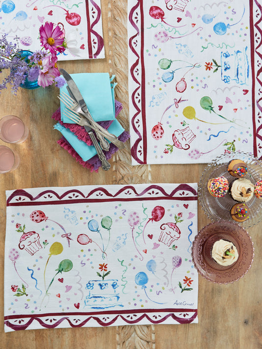 Happy Birthday Printed Cotton Placemat Set Of 4