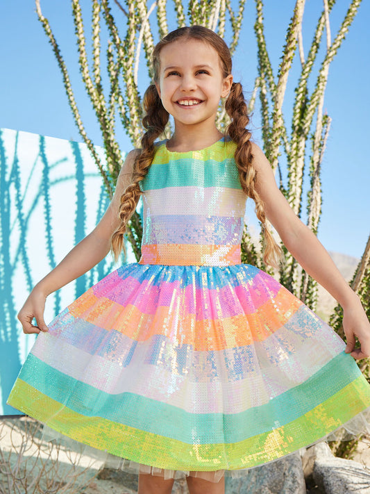 Gorgeous Striped Sequin Party Dress