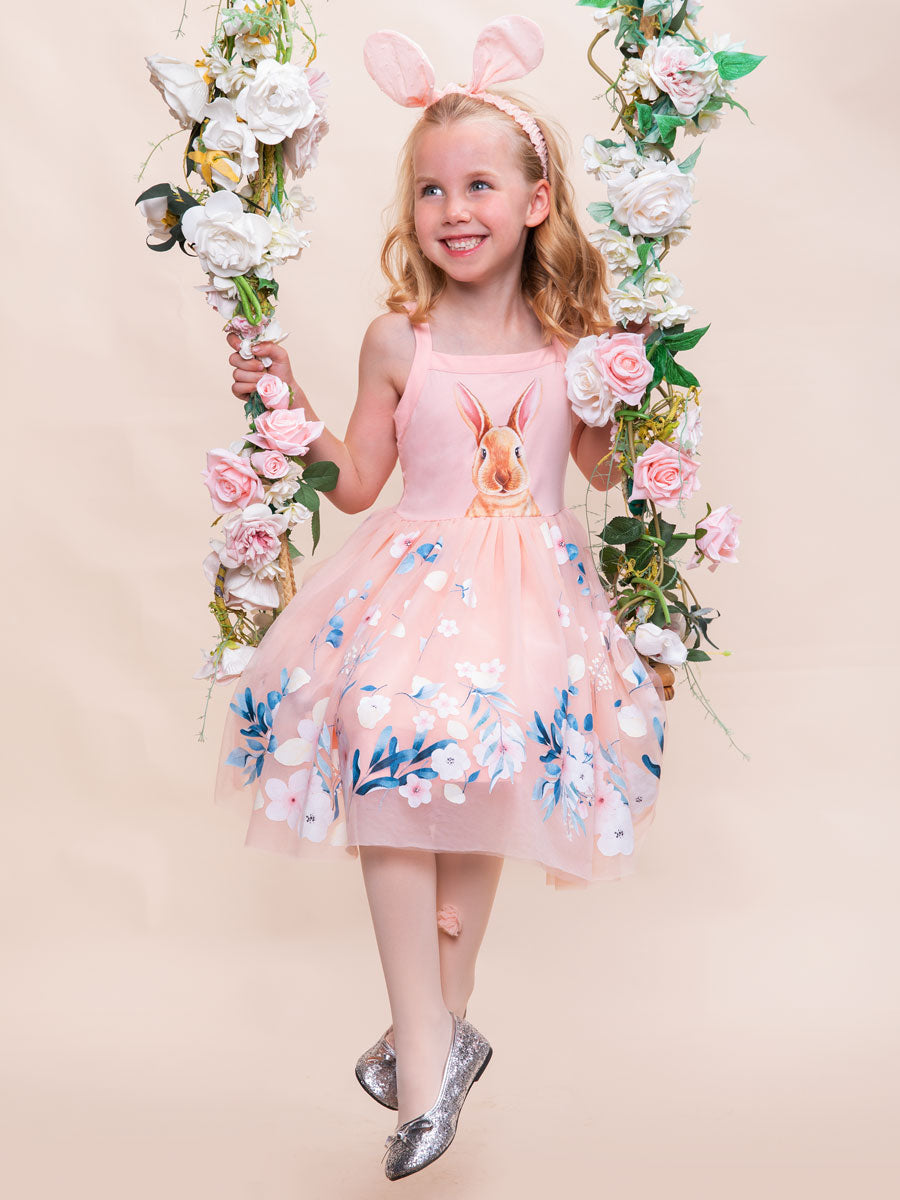 Floral Bunny Tutu Dress & Headband Set for Girls