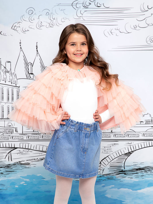 Pink Ruffle Cape for Girls