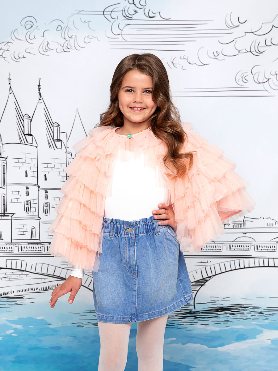 Pink Ruffle Cape for Girls