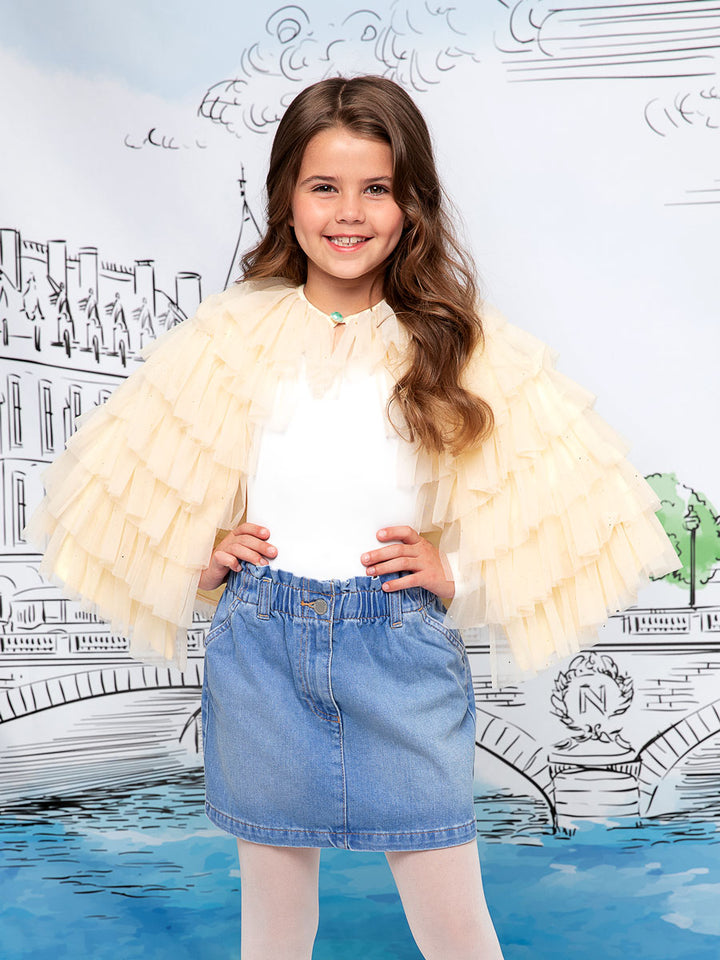 Gold Ruffle Cape for Girls