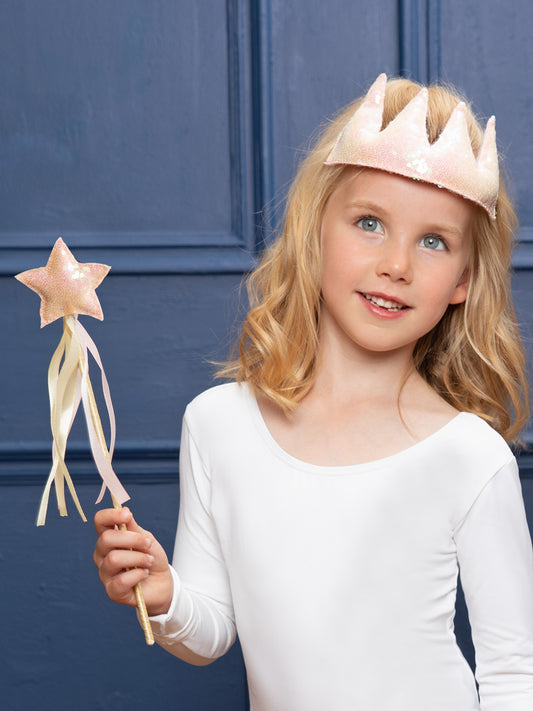 Pink Sequin Crown & Wand Kit for Girls