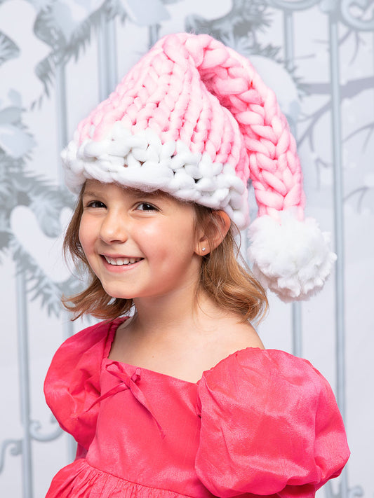 Santa Hat Pink Chunky Stretch Knit