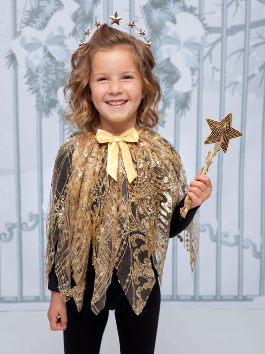 Gold Lace Angel Cape And Wand Kit