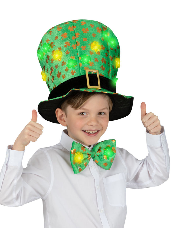St. Patrick's Light Up Top Hat & Bow Tie