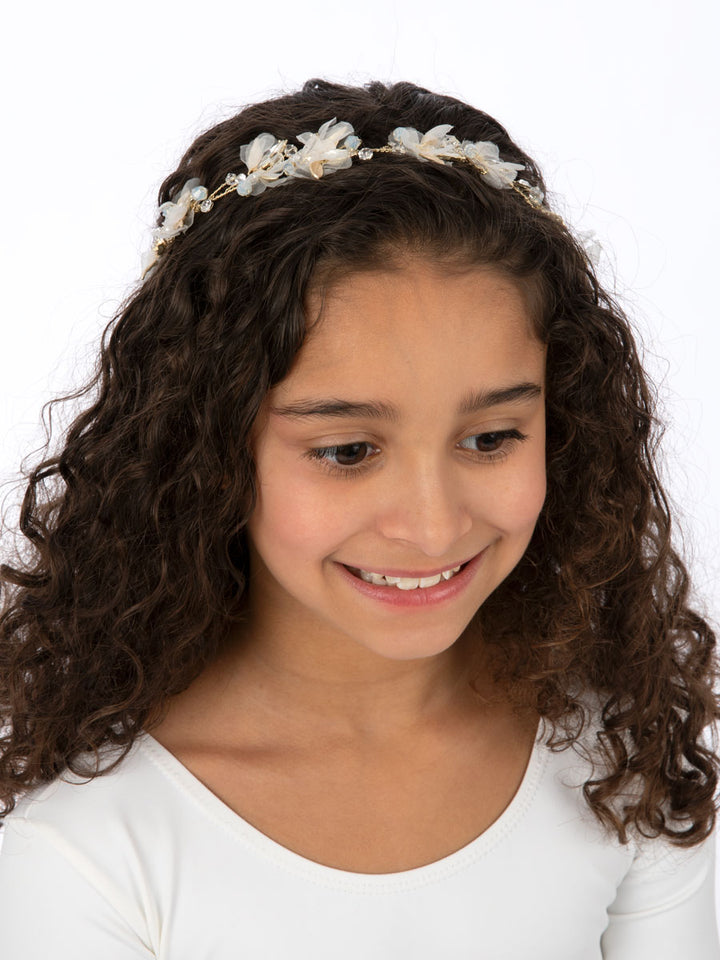 Organza Crystal White Opal Vine - Gold