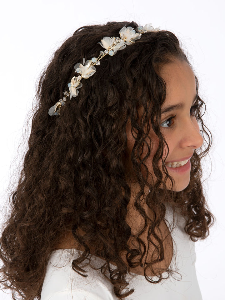 Organza Crystal White Opal Vine - Gold