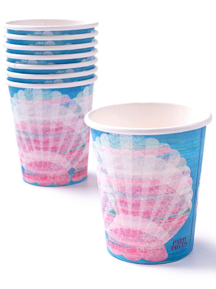 Queen of the Sea Shell Paper Party Cups (x8)