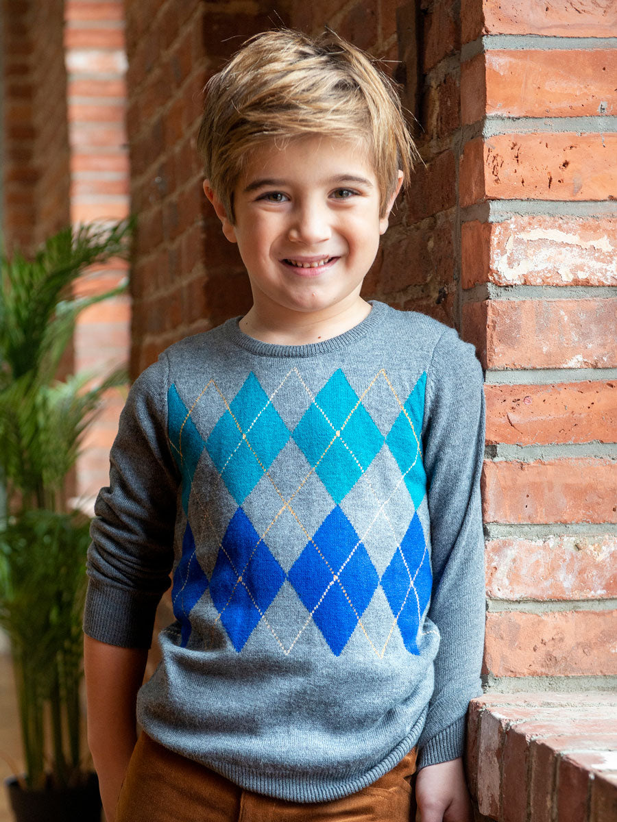 Kos Grey and Blue Sweater for Boys
