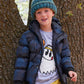 Boys Puffer Coat, Teal Cloud Print