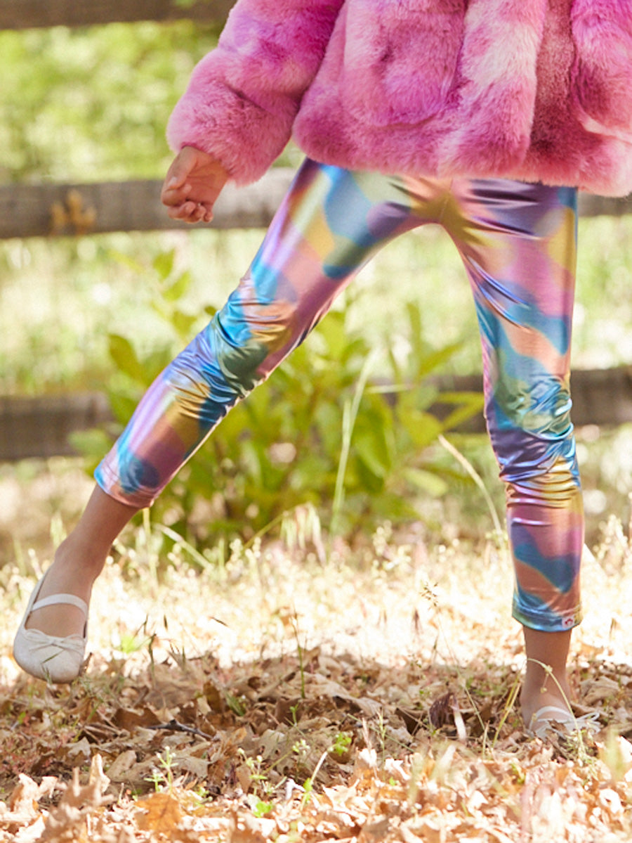 Metallic Rainbow Leggings for Girls