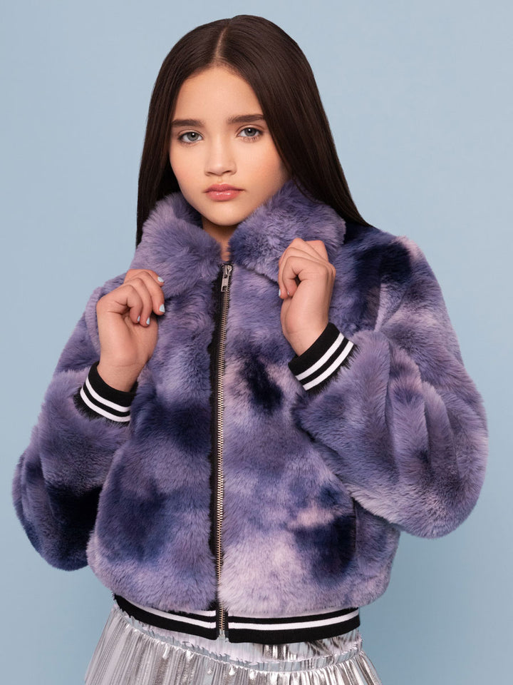 Faux Fur Tie Dye Jacket for Girls