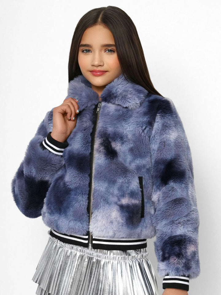 Faux Fur Tie Dye Jacket for Girls
