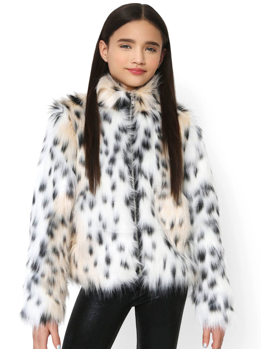 Leopard Faux Fur Jacket for Girls