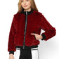 Posh Red Faux Fur Jacket for Girls