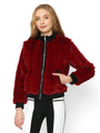 Posh Red Faux Fur Jacket for Girls