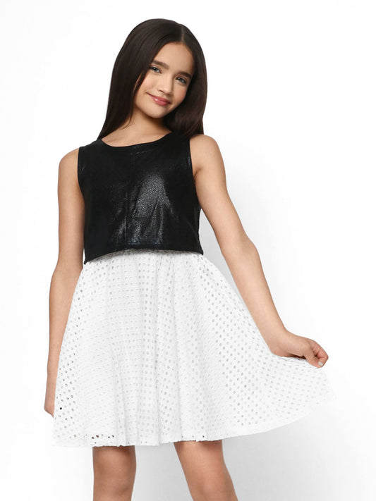 Leather Bodice Eyelet Dress for Girls