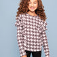 Houndstooth Ruffle Sleeve Top for Girls