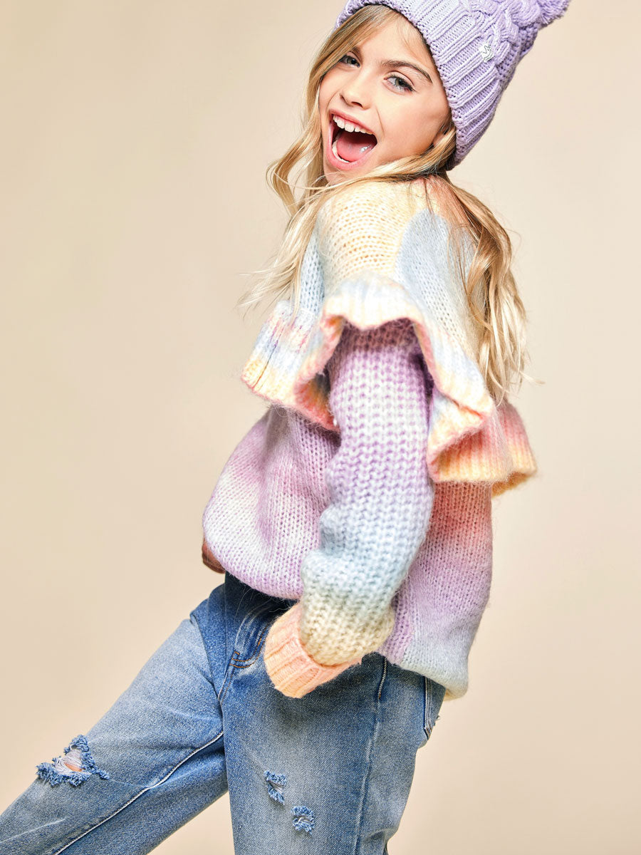 Ruffle Chunky Knit Sweater for Girls
