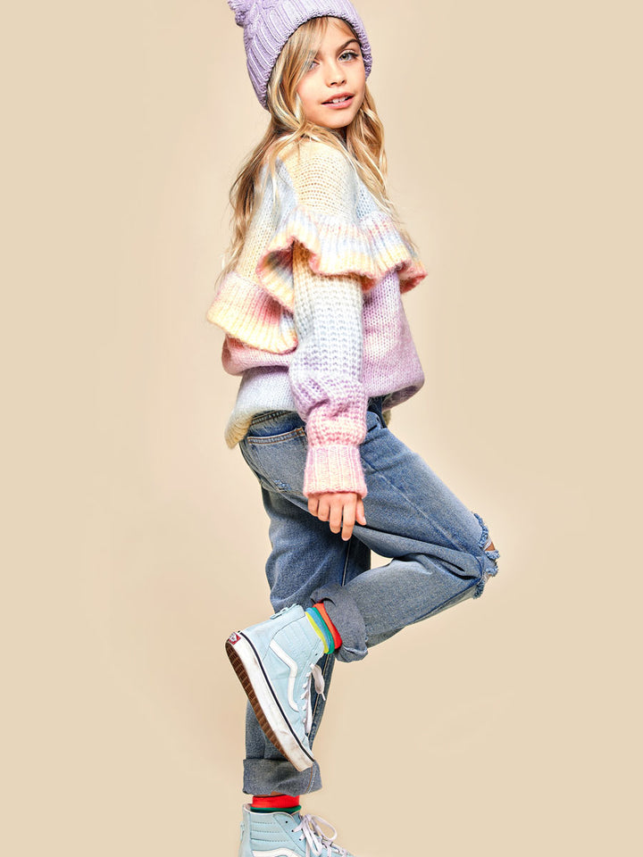 Ruffle Chunky Knit Sweater for Girls