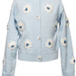 Blue Soft Knit Flower Cardigan for Girls