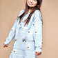 Blue Soft Knit Flower Cardigan for Girls