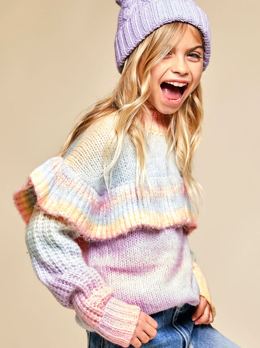 Ruffle Chunky Knit Sweater for Girls