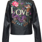 Embroidered Faux Leather Jacket for Girls